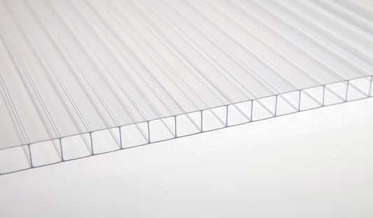 1/4  in. (6 mm) 48 in. x 144 in. Polycarbonate Clear twin-wall hollow sheet